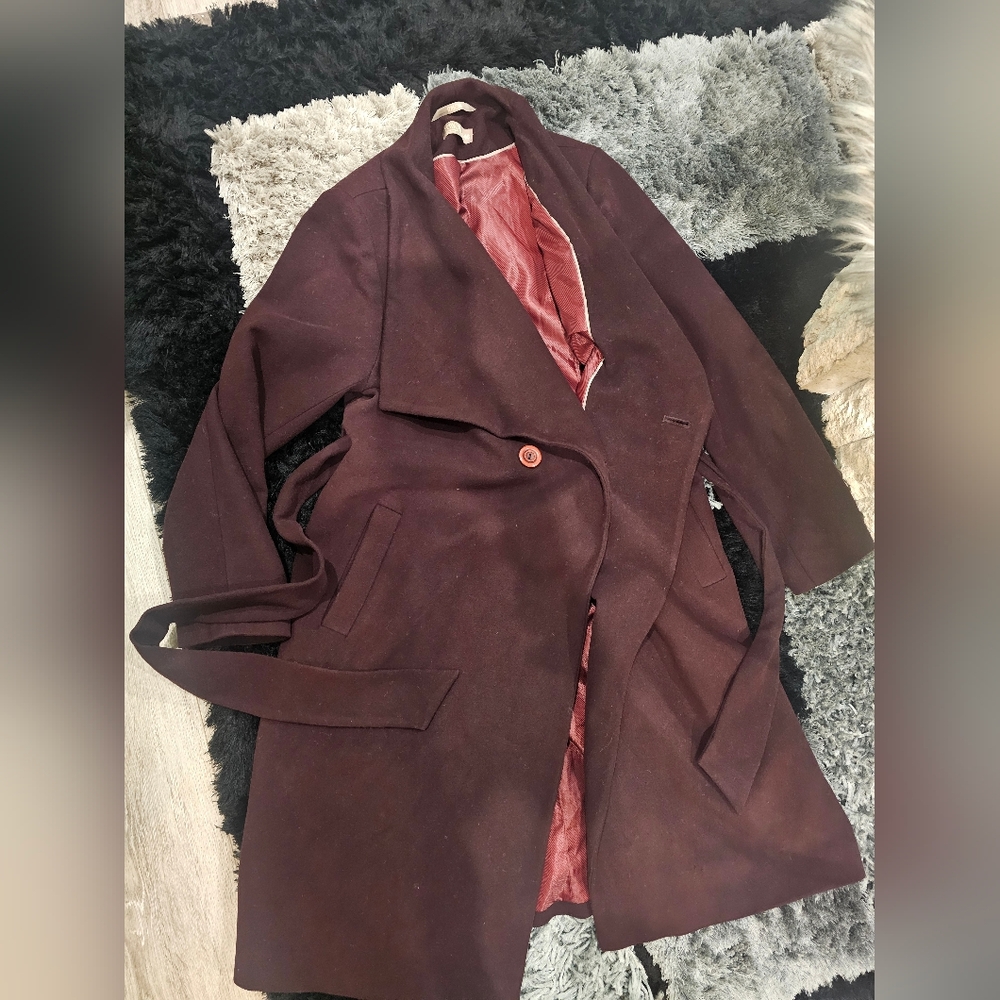 Vintage Burgundy Trench Coat - Picture 6 of 11